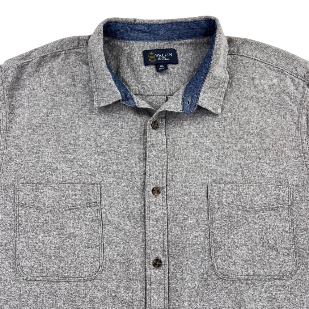 Wallin Bros Long Sleeve Shirt Men's 2XL Gray Soft Weave Button Up Casual Work